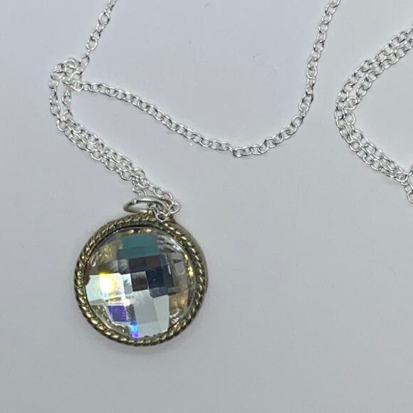 Silver-Tone Clear Textured Rhinestone Necklace - Picture 4 of 6